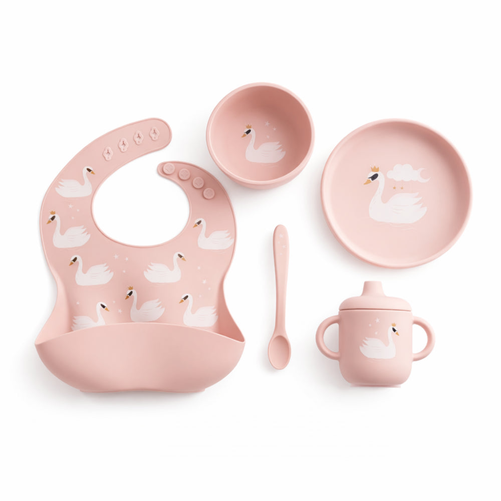 Wonderland Baby Collection Silicone Feeding Set - PINK SWAN